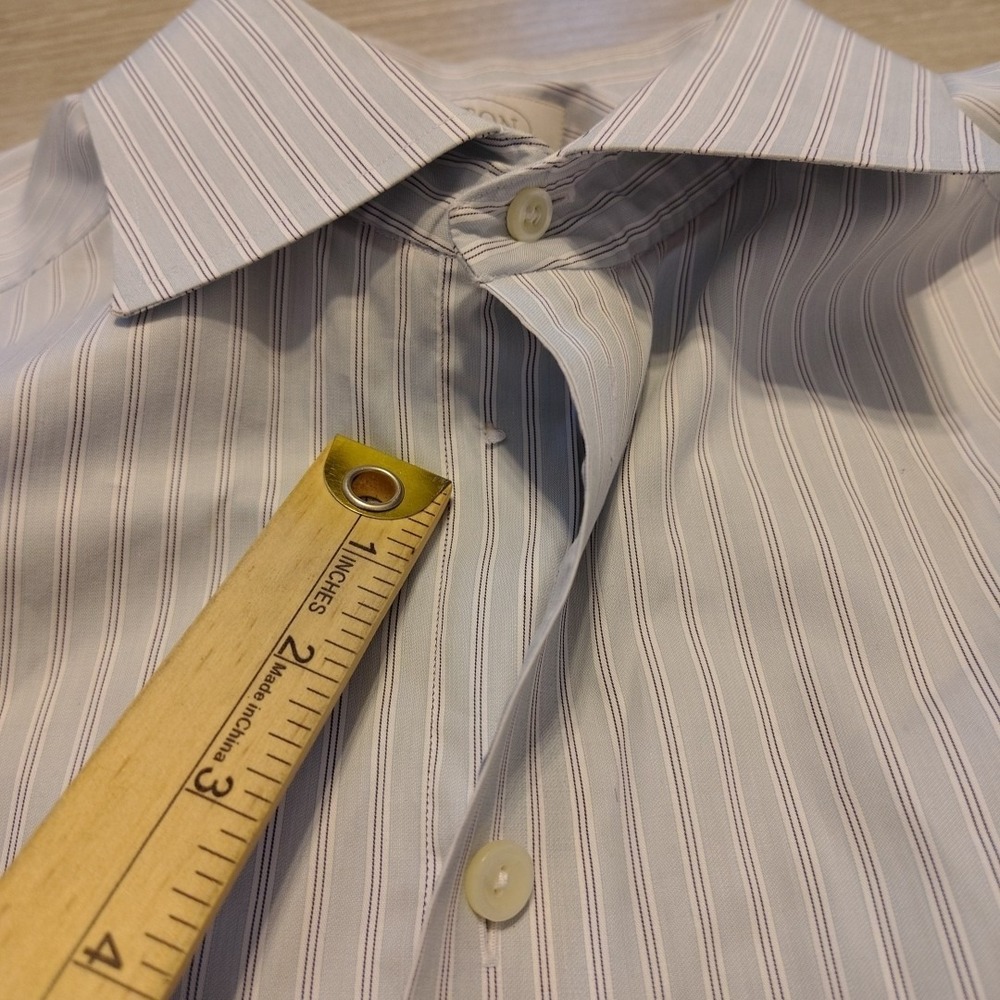 eton contemporary 16.5 42 Dress Shirt‎ Long Sleeve Striped Light Blue  Oxford - Picture 6 of 7